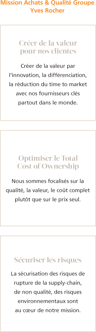 Mission achats & qualité groupe Yves rocher